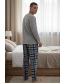 Vīriešu pidžama Kokvilnas ar garām biksēm lielie izmēri 11236S M-6XL