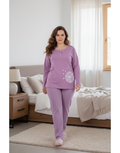 Sieviešu pidžama Kokvilnas  lielie izmēri  11506L M-6XL