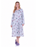 Sieviešu kokvilnas naktskrekls ar garām piedurknēm un pogām 2XL-6XL
