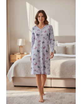 Naktskrekls ar garām piedurknēm Kokvilnas sieviešu  lielie izmēri  11547B M-4XL