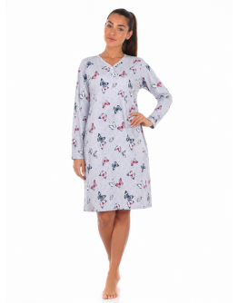 Naktskrekls ar garām piedurknēm Kokvilnas sieviešu  lielie izmēri  11547B M-4XL