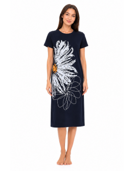 Sieviešu naktskrekls no 100% kokvilnas tumši zils 12083TZ S–6XL