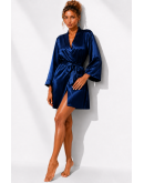 Īss sieviešu halāts no kokvilnas satīna ar jostu Īss sieviešu halāts no kokvilnas satīna ar jostu