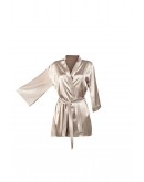 Īss sieviešu halāts no augstas kvalitātes satīna — viegls, zīdains, ar jostu. 1213Sp M-4XL