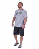 Vīriešu pidžama ar šortiem kokvilnas lielie izmēri 12291S M-6XL