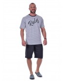 Vīriešu pidžama ar šortiem kokvilnas lielie izmēri 12291S M-6XL
