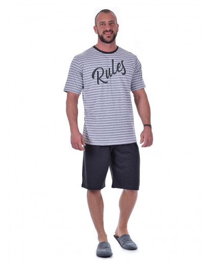 Vīriešu pidžama ar šortiem kokvilnas lielie izmēri 12291S M-6XL