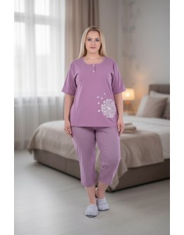 Sieviešu pidžama Kokvilnas ar īsām biksēm lielie izmēri  12506L S-6XL