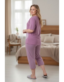 Sieviešu pidžama Kokvilnas ar īsām biksēm lielie izmēri  12506L S-6XL