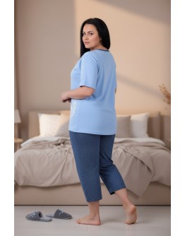 Sieviešu pidžama ar īsām biksēm Kokvilnas  lielie izmēri 12506Sn M-6XL