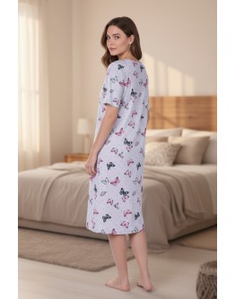 Naktskrekls ar īsām piedurknēm Kokvilnas sieviešu  lielie izmēri  12544B L-XL-2XL-3XL-4XL-5XL-6XL