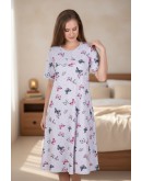 Naktskrekls ar īsām piedurknēm Kokvilnas sieviešu  lielie izmēri  12544B L-XL-2XL-3XL-4XL-5XL-6XL