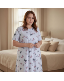 Naktskrekls ar īsām piedurknēm Kokvilnas sieviešu  lielie izmēri  12544B L-XL-2XL-3XL-4XL-5XL-6XL