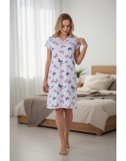 Naktskrekls ar īsām piedurknēm Kokvilnas Sieviešu  lielie izmēri  12547B S-4XL