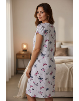 Naktskrekls ar īsām piedurknēm Kokvilnas Sieviešu  lielie izmēri  12547B S-4XL