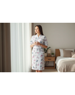 Sieviešu halāts Kokvilnas  plāns  lielie izmēri 12626B S-4XL