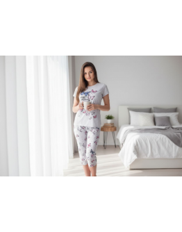 Sieviešu pidžama Kokvilnas ar īsām biksēm lielie izmēri 12638 7/8 S - 4XL