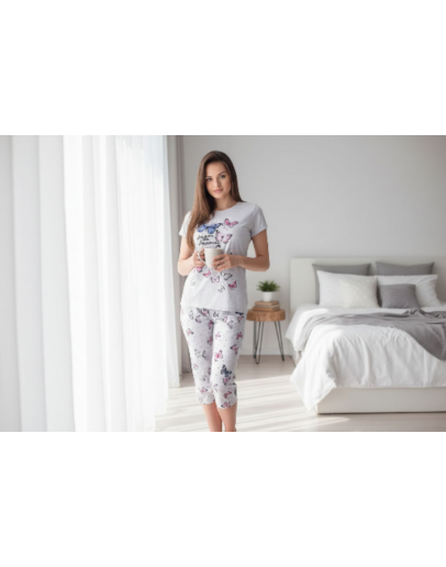 Sieviešu pidžama Kokvilnas ar īsām biksēm lielie izmēri 12638 7/8 S - 4XL