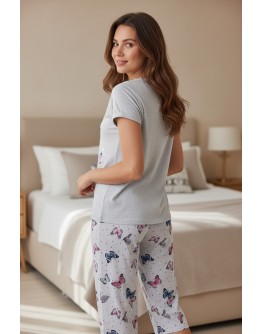 Sieviešu pidžama Kokvilnas ar īsām biksēm lielie izmēri 12638 7/8 S - 4XL