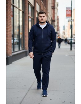 Mājas sporta jaka ar rāvējslēdzēju un kapuci brīva laika uniseks 80% kokvilna lielie izmēri 20306Sn S–4XL