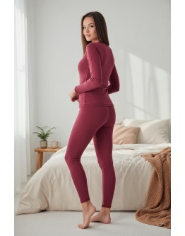 Sieviešu termoveļa pilsētai Krekliņš ar garām piedurknēm vilna Bordo krāsa lielie izmēri  31001B S-4XL