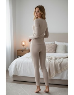 Sieviešu termoveļa pilsētai Krekliņš ar garām piedurknēm  vilna krāsa bēša lielie izmēri  31001Bz  S-4XL