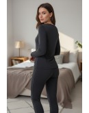 Sieviešu termoveļa pilsētai Krekliņš ar garām piedurknēm vilna grafīts krāsa lielie izmēri  31001Gt S-4XL