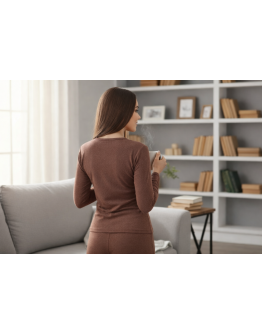 Sieviešu termoveļa pilsētai Krekliņš ar garām piedurknēm vilna Kafijas krāsa lielie izmēri  31001Kf S-4XL