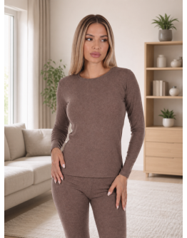 Sieviešu termoveļas krekls ar garām piedurknēm, vilna – 31001KF, S-4XL