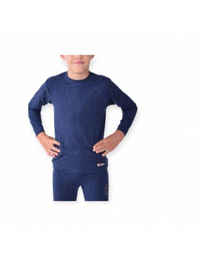 Bērnu termoveļa pilsētai Krekliņš ar garām piedurknēm 47% vilna tumši zila krāsa 31025Sn  S-120cm/ M-132cm/ L-144cm