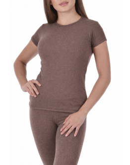 Sieviešu termoveļa pilsētai Krekliņš ar īsām piedurknēm  vilna Kafijas krāsa lielie izmēri  32001Kf S-4XL