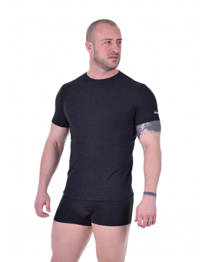 Vīriešu termoveļa pilsētai Krekliņš ar īsām piedurknēm vilna grafīts krāsa lielie izmēri  32005Gt S-4XL