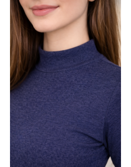 Sieviešu termo džemperis zils ar apkakli S–4XL 35001Sn Made in EU