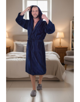 Vīriešu kokvilnas frotē halāts ar kapuci 450Ts