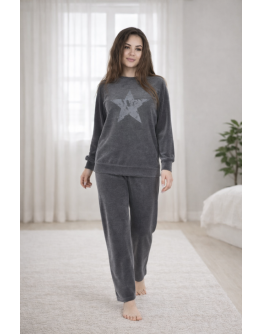 Sieviešu samta mājas kostīms 70% kokvilna izmēri S–4XL 51730