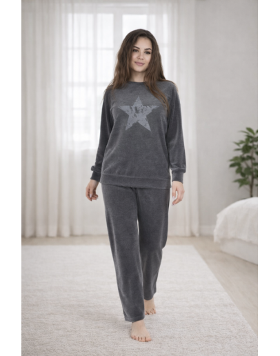 Sieviešu samta mājas kostīms 70% kokvilna izmēri S–4XL 51730