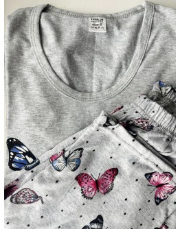 Sieviešu pidžama Kokvilnas ar īsām biksēm lielie izmēri 12638 7/8 S - 4XL