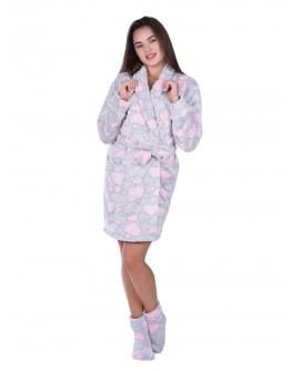 Sieviešu halāts 70% Kokvilnas ļoti silts pūkains lielie izmēri  71543S M-4XL