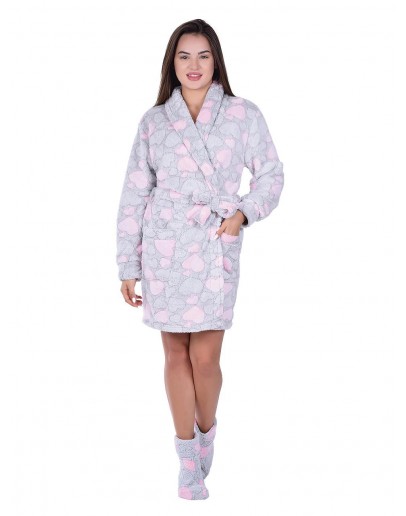 Sieviešu halāts 70% Kokvilnas ļoti silts pūkains lielie izmēri  71543S M-4XL