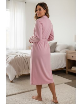 Sieviešu halāts no kokvilnas un viskozes, Rozā, Mājīgs un stilīgs halāts ar garām piedurknēm no mīksta, elpojoša materiāla. 81011R M-4XL