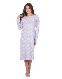 Sieviešu Naktskrekls ar garām piedurknēm kokvilnas viskozes (Modals) elpojošs lielie izmēri  81536Ng M-4XL