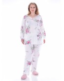 Sieviešu pidžama Kokvilnas viskozes pidzama ar garām biksēm plāna elpojoša  lielie izmēri  81556R 4XL