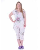 Sieviešu pidžama kokvilnas viskozes ar īsām biksēm plāna elpojoša 82019R M-2XL