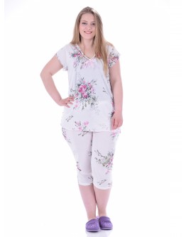 Sieviešu pidžama kokvilnas viskozes ar īsām biksēm plāna elpojoša 82019R M-2XL