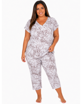 Sieviešu pidžama ar biksēm 7/8 (bridžiem) – kokvilna ar viskozi, 82019PL, 3XL-6XL