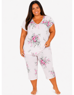 Sieviešu pidžama ar biksēm 7/8 (bridžiem) – kokvilna ar viskozi, 82019R, 3XL-6XL