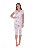 Sieviešu pidžama kokvilnas viskozes ar īsām biksēm plāna elpojoša  lielie izmēri  82019P M-6XL