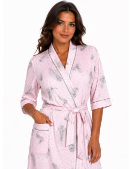 Sieviešu halāts no kokvilnas un viskozes ar ziedu rakstu 82049P S–6XL