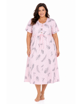 Sieviešu naktskrekls ar pogām augšdaļā no kokvilnas un viskozes 50/50, zem ceļgala, M-6XL, 82177P