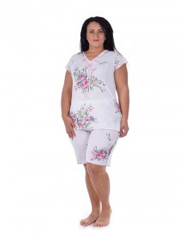 Sieviešu pidžama ar šortiem Kokvilnas viskozes plāna elpojoša  82553R M-6XL